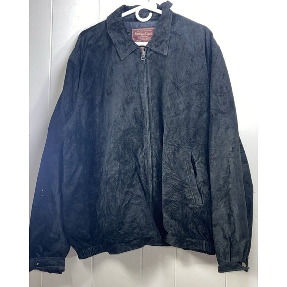 Vintage American Classics Colebrook BLACK Suede Bomber Jacket Men’s XL Leather - Picture 1 of 16